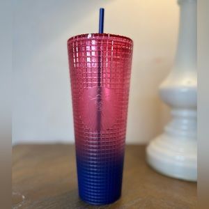 Pink & Blue Ombré Grid Cup